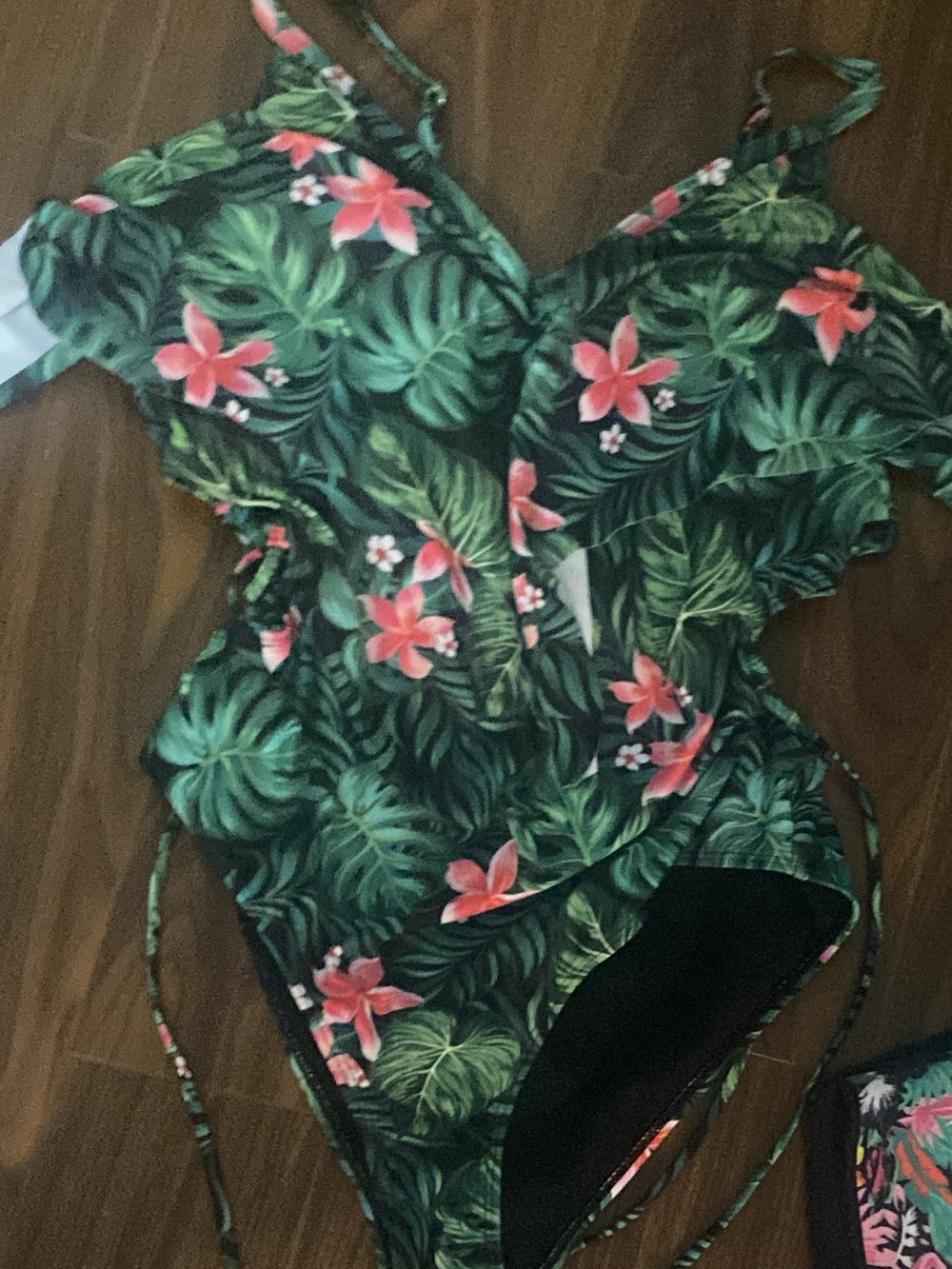 Tropical Green Floral One-Piece Swimsuit